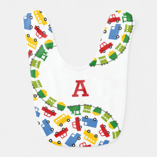 Boys Toys Transport Cars Buses Train Monogram Bib