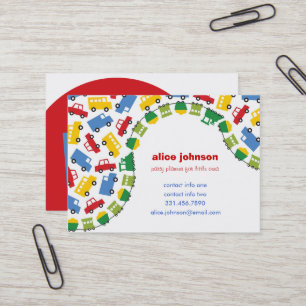 Boys Toys Transport Children Kids Party Planner Business Card
