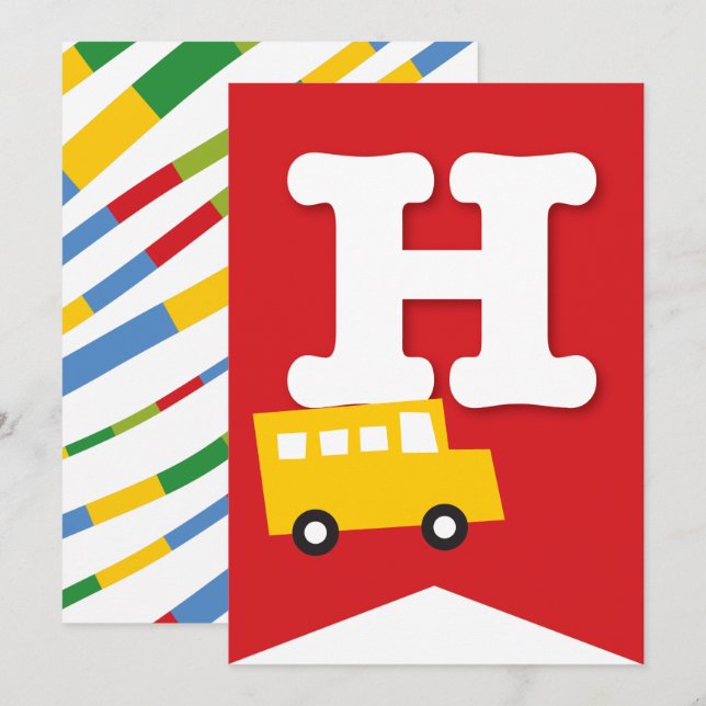 Boys Toys Transport Happy Birthday Party Banner Invitation (Front/Back)