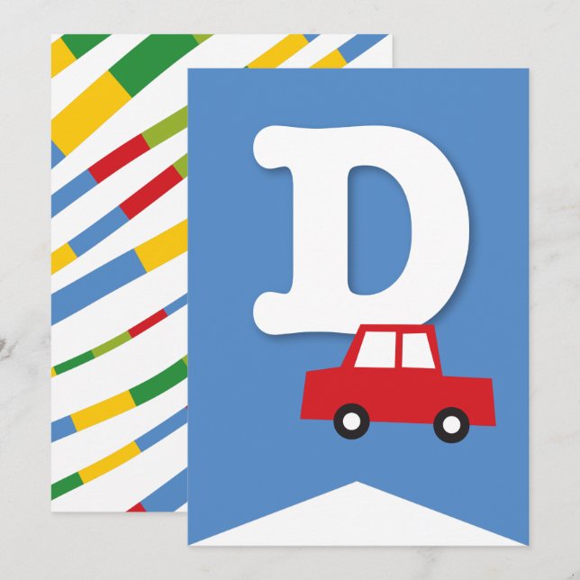 Boys Toys Transport Happy Birthday Party Banner Invitation (Front/Back)