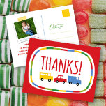 Boys Toys Transport Kid&#39;s Birthday Party Thank You Postcard