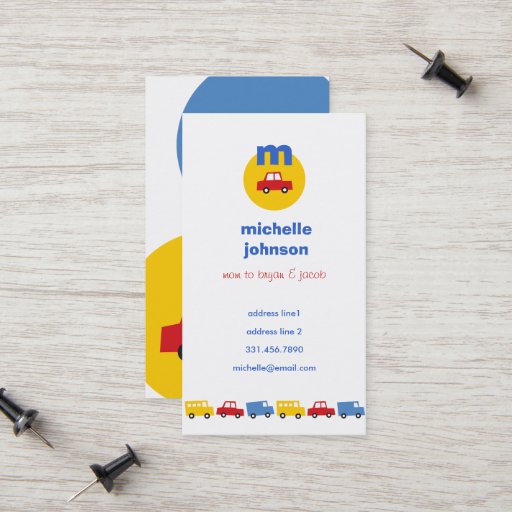 Customizable Boys' Toys Car Fun Cute Mom Dad Calling Card Business Card Template