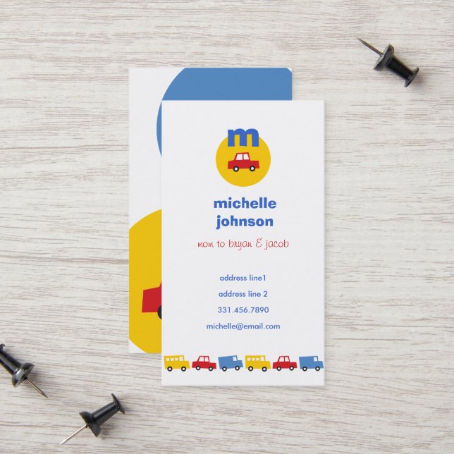 Boys' Toys Transports Car Fun Mom/Dad Calling Card (Front/Back In Situ)