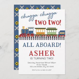 Boy's Train Chugga Chugga Two Two Birthday Invitation