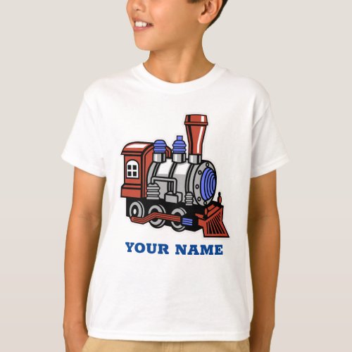 Boys Train Gift Personisable Name T Shirt