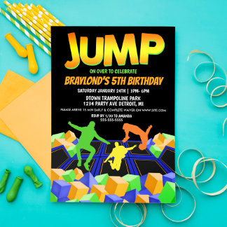Boys Trampoline Park Party Invitation