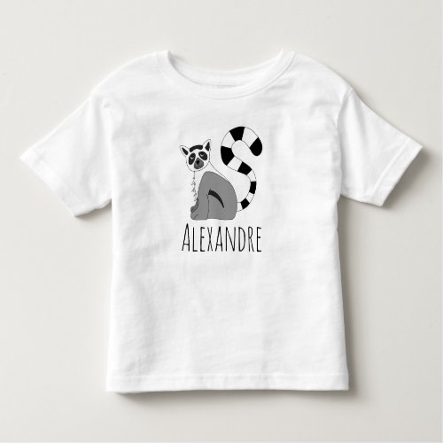 Boys Trendy Cute Jungle Lemur and Name Toddler T_shirt