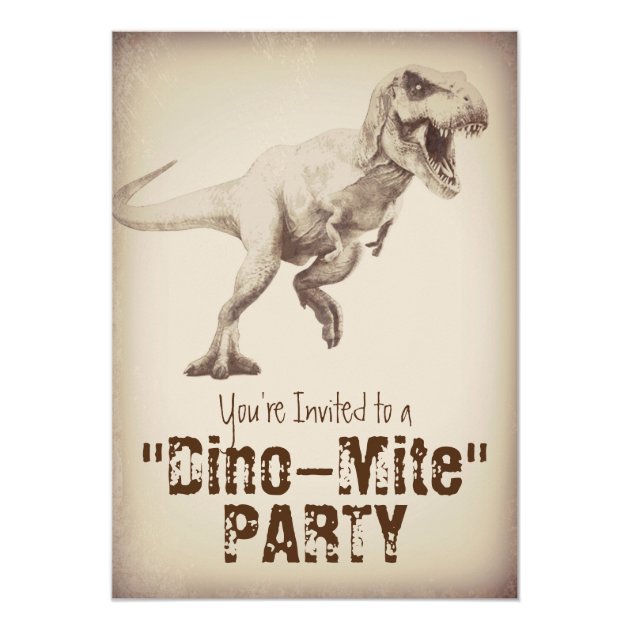 Boys TRex Dinosaur Birthday Party Invitations