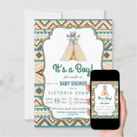 Aztec baby deals shower invitations