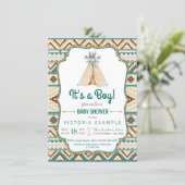 Boys Tribal Teepee Aztec Baby Shower Invitation (Standing Front)