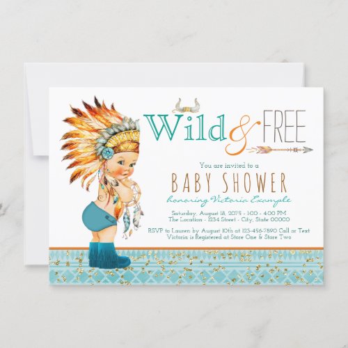 Boys Tribal Wild and Free Baby Shower Invitation