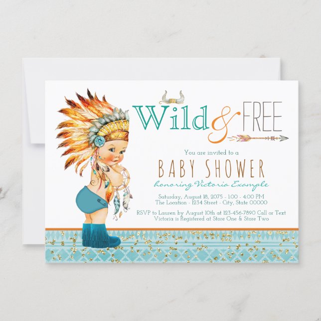 Boys Tribal Wild and Free Baby Shower Invitation (Front)