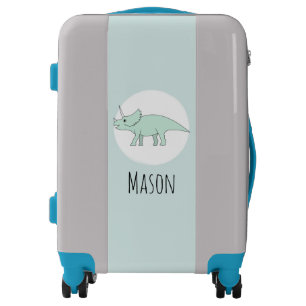 Boys Triceratops Dinosaur Cartoon with Name Kids Luggage
