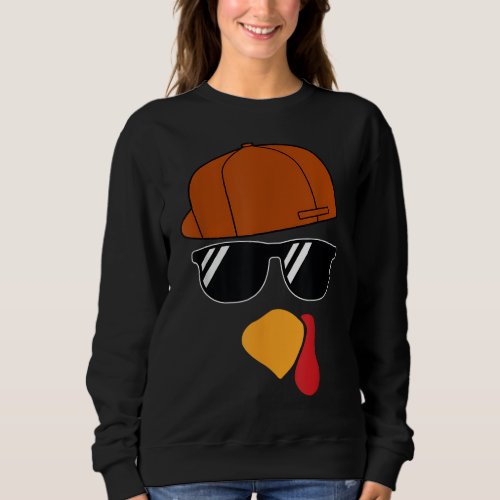 Boys Turkey Face Thanksgiving Trucker Hat Glasses  Sweatshirt