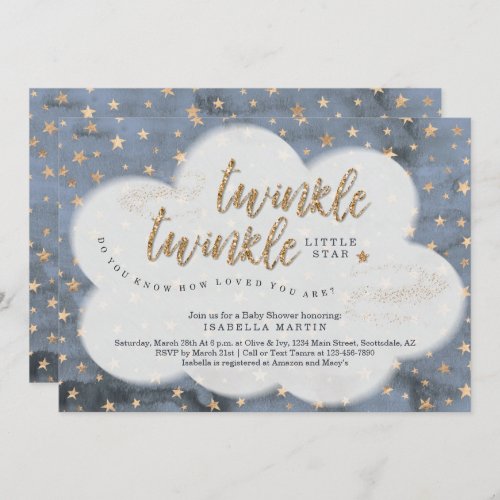 Boys Twinkle Twinkle Little Star Baby Shower Invitation