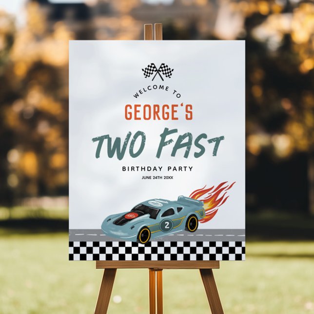 Boys Two Fast 2nd Birthday Hot Cars Welcome Foam Board (Creator Uploaded)