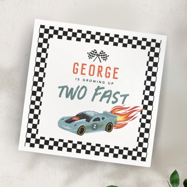 Boys Two Fast 2nd Birthday Race Car Napkins (Creator Uploaded)