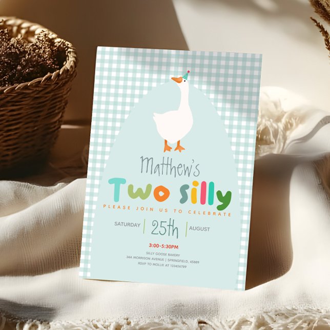 Boys Two Silly Farm Goose First Birthday Invitation (Creator Uploaded)