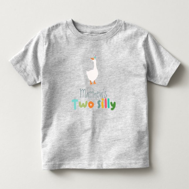 Boys Two Silly Goose Farm 2nd Birthday Toddler T-shirt (Front)