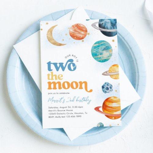 Boys Two the Moon Party Invitation