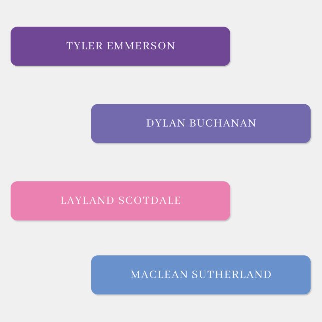 Boys Typography Waterproof School Modern Purple Kids' Labels (Group)