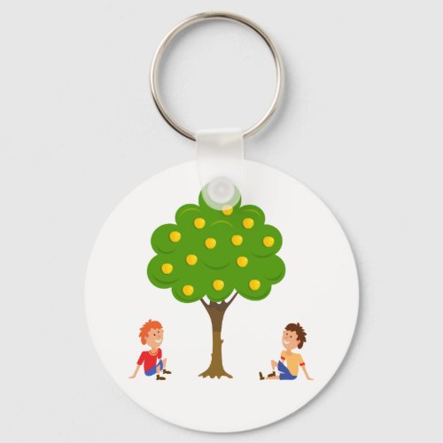 Boys Under An Apple Tree Keychain