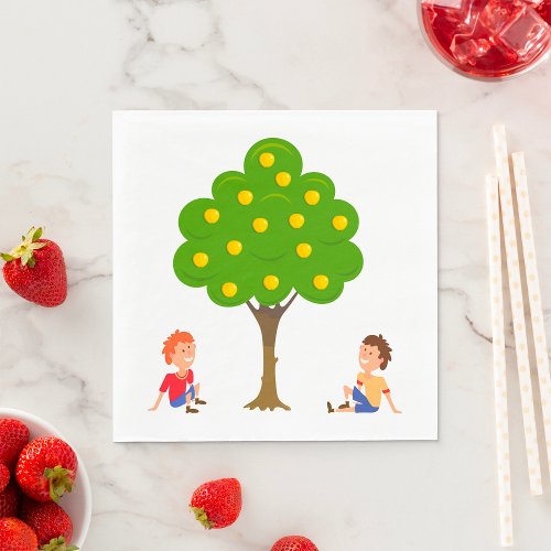 Boys Under An Apple Tree Napkins