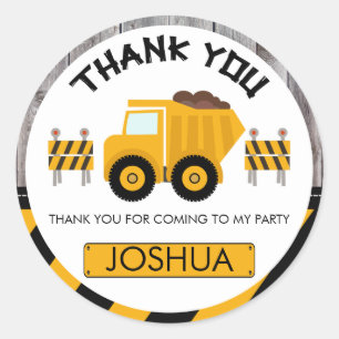 Boys Under Construction Birthday Favor Sticker