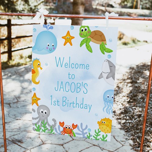 Boys Under the Sea 1st Birthday Welcome Sign