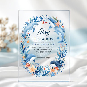 Boy's Under the Sea Blue Baby Shower Acrylic Invitations