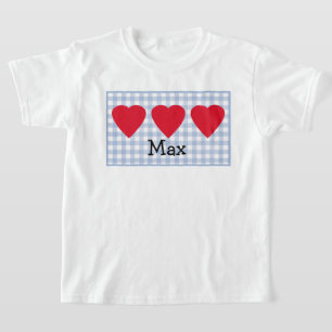 Boys Valentine Heart with Blue Plaid T-Shirt
