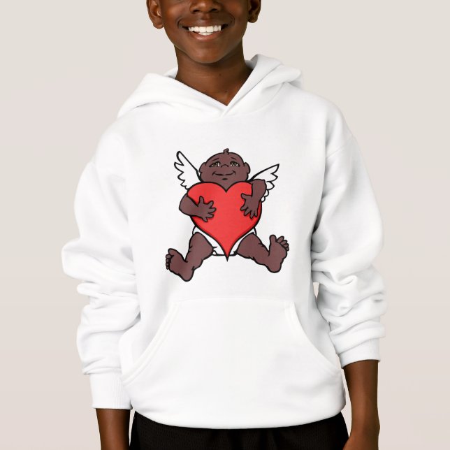 Boy's Valentine Hoodies African Cupid Sweatshirt (Front)