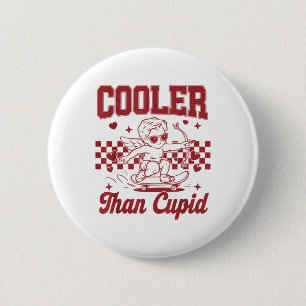 Boys Valentines Day Cooler Than Cupid Skateboardin Button