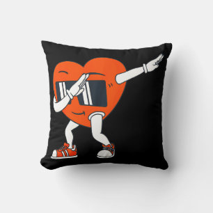 Boys Valentines Day Dabbing Heart Funny Boys Throw Pillow
