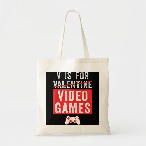 Boys Valentines Day Design for Gamer V is for Vid Tote Bag