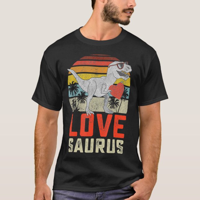 Boys Valentines Day Dinosaur Kids T Re Lover Love  T-Shirt (Front)