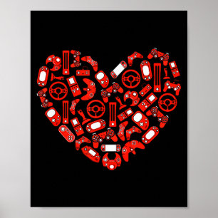 Boys Valentines Day Gaming Video Gamer Controller Poster