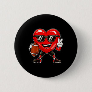 Boys Valentines Day Heart Playing Football Boys Gi Button