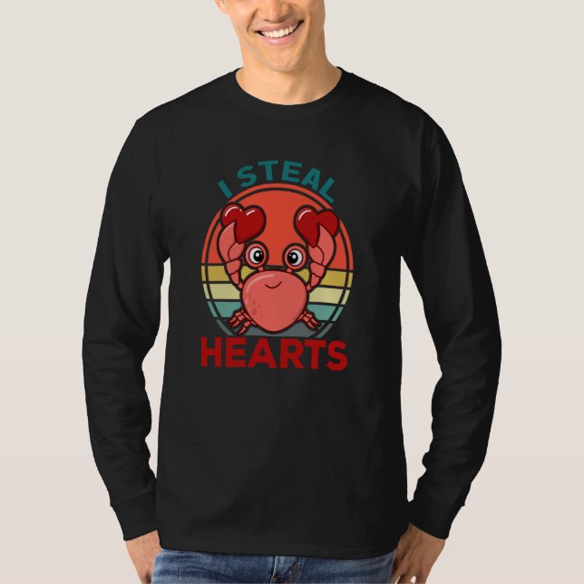 Boys Valentines Day Kids Crab I Steal Hearts T-Shirt (Front)