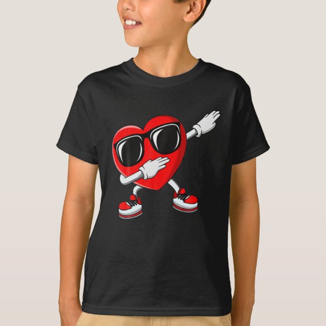 Boys Valentines Day Kids Dabbing Heart Love Dab Da T-Shirt (Front)