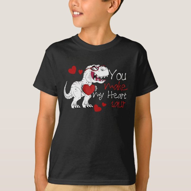 Boys Valentines Day Kids Dinosaur Pun T rex Lover T-Shirt (Front)