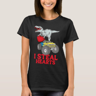 Boys Valentines Day Kids Dinosaur rex  I Steal Hea T-Shirt