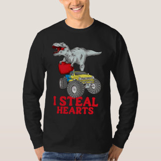 Boys Valentines Day Kids Dinosaur rex  I Steal Hea T-Shirt