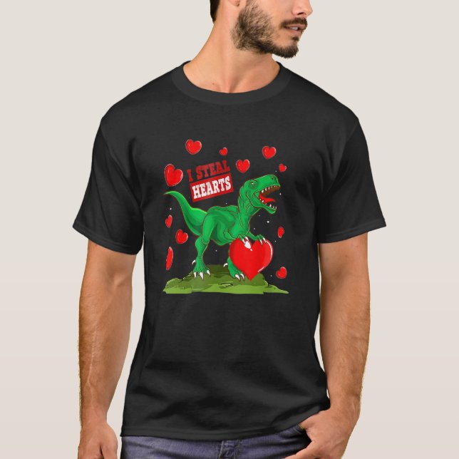Boys Valentines Day Kids Dinosaur T Rex Lover I St T-Shirt (Front)