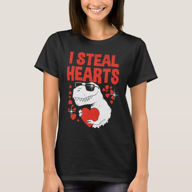 Boys Valentines Day Kids Dinosaur T rex Lover I St T-Shirt (Front)