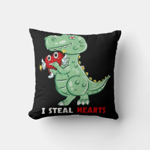 Boys Valentines Day Kids Dinosaur T rex Lover Throw Pillow