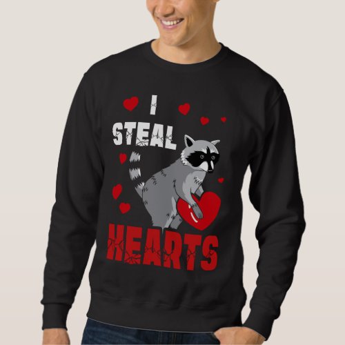 Boys Valentines Day Kids Raccoon Lover I Steal Hea Sweatshirt