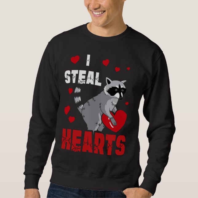 Boys Valentines Day Kids Raccoon Lover I Steal Hea Sweatshirt (Front)