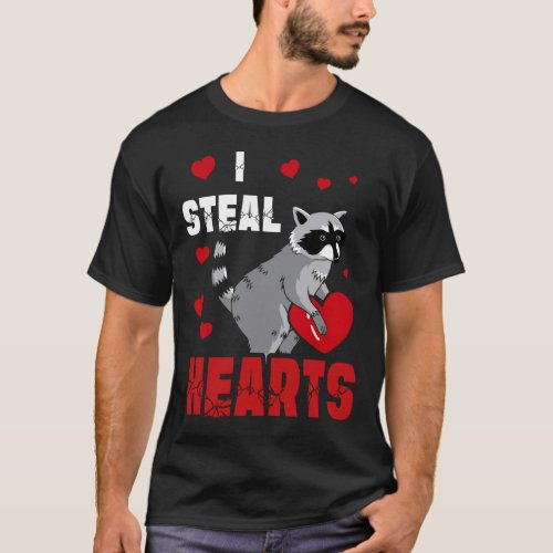 Boys Valentines Day Kids Raccoon Lover I Steal Hea T_Shirt