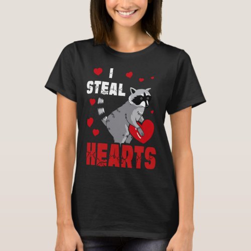 Boys Valentines Day Kids Raccoon Lover I Steal Hea T_Shirt